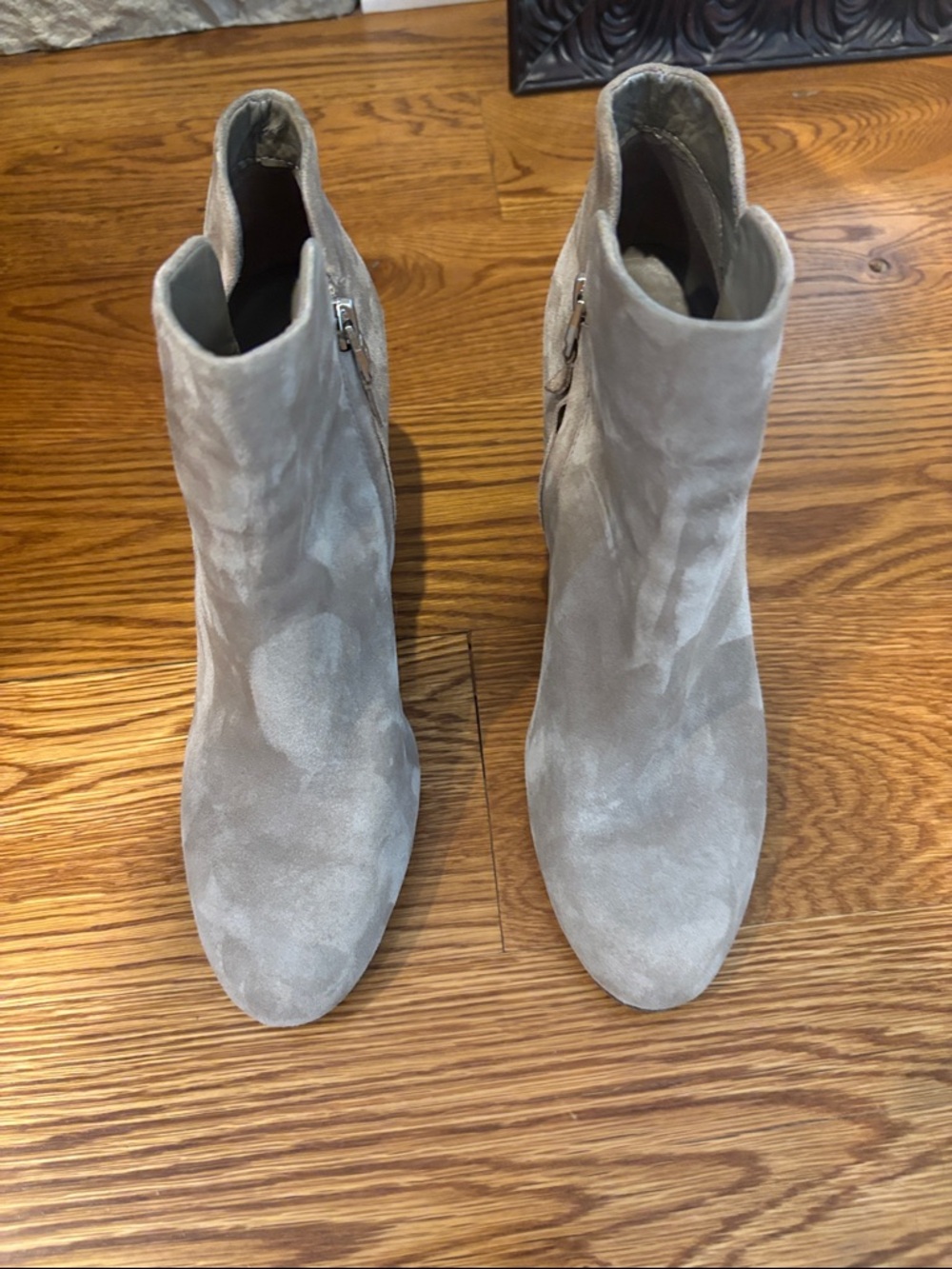 Sam Edelman Gray Suede Ankle Booties with Side Zip